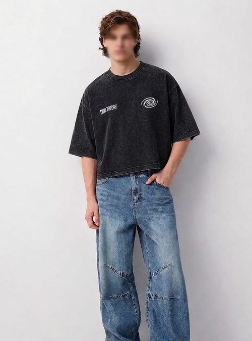 Acid-Washed Cropped Tee